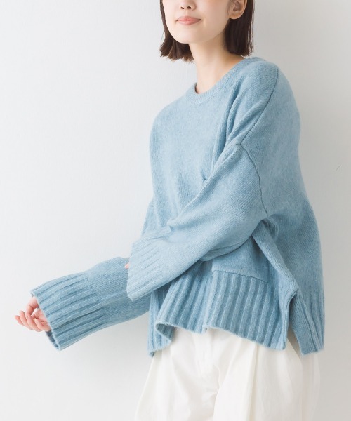 OMNES(オムネス)の「シャギービッグポケットプルオーパーニット(ニット/セーター・レディース・ベージュ/グレー/サックスブルー/オレンジ・FREE)」の13枚目の写真