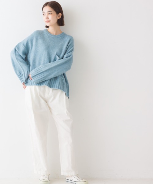 OMNES(オムネス)の「シャギービッグポケットプルオーパーニット(ニット/セーター・レディース・ベージュ/グレー/サックスブルー/オレンジ・FREE)」の16枚目の写真