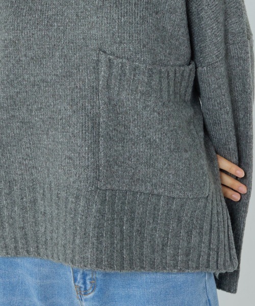 OMNES(オムネス)の「シャギービッグポケットプルオーパーニット(ニット/セーター・レディース・ベージュ/グレー/サックスブルー/オレンジ・FREE)」の7枚目の写真