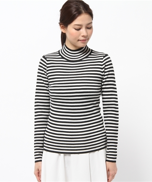 La TOTALITE(ラトータリテ)の「リブハイネックプルオーバー。(ニット/セーター・レディース・ホワイト/ネイビー/マルチ・FREE)」の7枚目の写真