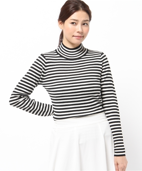 La TOTALITE(ラトータリテ)の「リブハイネックプルオーバー。(ニット/セーター・レディース・ホワイト/ネイビー/マルチ・FREE)」の11枚目の写真