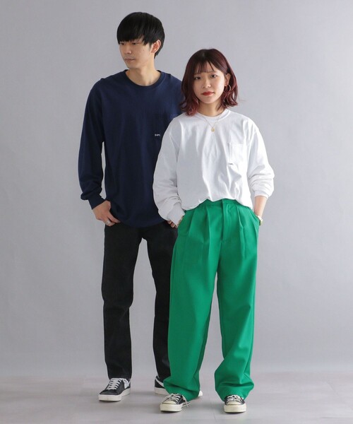 SHIPS（シップス）の「*SHIPS: ワンポイント マイクロ SHIPSロゴ ポケット ロングスリーブ Tシャツ (ロンT)（Tシャツ/カットソー・メンズ・ホワイト/ネイビー/ブラック/グリーン・SMALL/MEDIUM/X-LARGE/LARGE）」の6枚目の写真