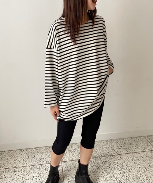 Didot.showroom(ディドット ショールーム)の「【DIDOT.】オーバーサイズボーダーT(Tシャツ/カットソー・レディース・ブラック/ブルー/レッド/ベージュ・FREE)」の6枚目の写真