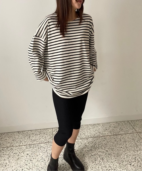 Didot.showroom(ディドット ショールーム)の「【DIDOT.】オーバーサイズボーダーT(Tシャツ/カットソー・レディース・ブラック/ブルー/レッド/ベージュ・FREE)」の7枚目の写真