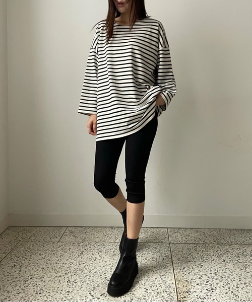 Didot.showroom(ディドット ショールーム)の「【DIDOT.】オーバーサイズボーダーT(Tシャツ/カットソー・レディース・ブラック/ブルー/レッド/ベージュ・FREE)」の13枚目の写真