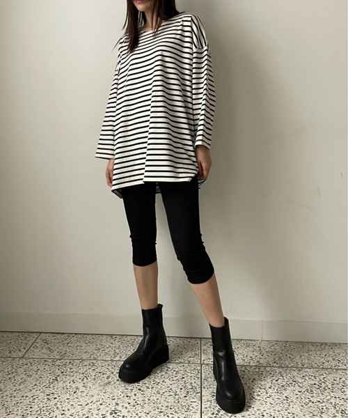 Didot.showroom(ディドット ショールーム)の「【DIDOT.】オーバーサイズボーダーT(Tシャツ/カットソー・レディース・ブラック/ブルー/レッド/ベージュ・FREE)」の14枚目の写真