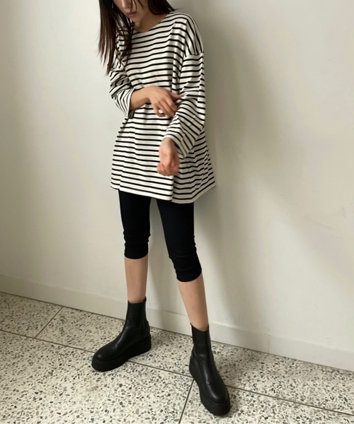 Didot.showroom(ディドット ショールーム)の「【DIDOT.】オーバーサイズボーダーT(Tシャツ/カットソー・レディース・ブラック/ブルー/レッド/ベージュ・FREE)」の10枚目の写真