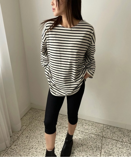 Didot.showroom(ディドット ショールーム)の「【DIDOT.】オーバーサイズボーダーT(Tシャツ/カットソー・レディース・ブラック/ブルー/レッド/ベージュ・FREE)」の9枚目の写真