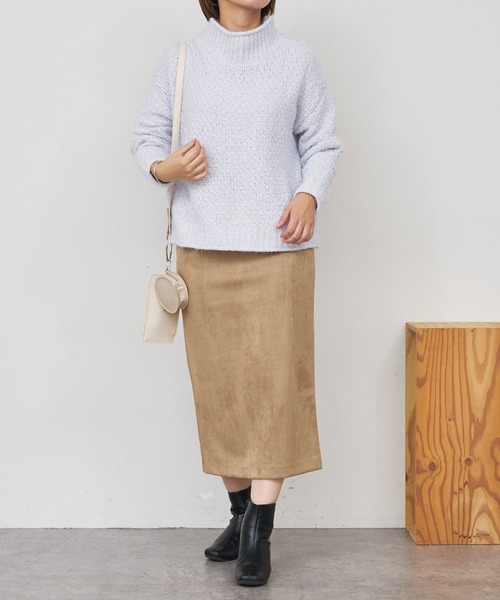 BONbazaar（ボンバザール）の「★OT★《伸縮性バツグン》ダンボールスエードスカート（スカート・レディース・チャコールグレー/ベージュ/パープル・40）」の9枚目の写真