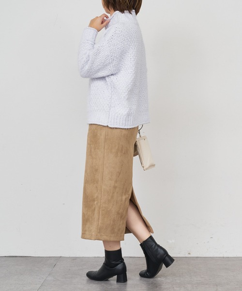 BONbazaar（ボンバザール）の「★OT★《伸縮性バツグン》ダンボールスエードスカート（スカート・レディース・チャコールグレー/ベージュ/パープル・40）」の10枚目の写真