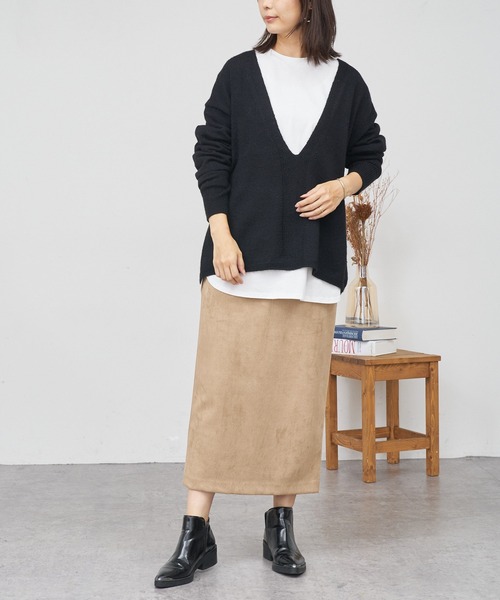 BONbazaar（ボンバザール）の「★OT★《伸縮性バツグン》ダンボールスエードスカート（スカート・レディース・チャコールグレー/ベージュ/パープル・40）」の15枚目の写真