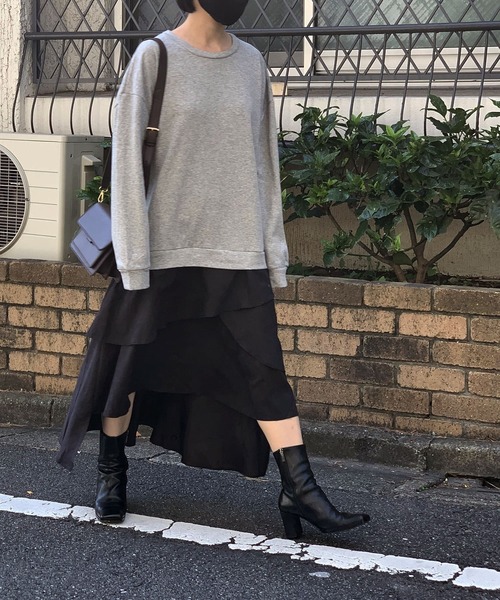 Jewelobe（ジュエローブ）の「フリルヘムドッキングカットワンピース（ワンピース・レディース・杢グレー/ブラック・FREE）」の2枚目の写真