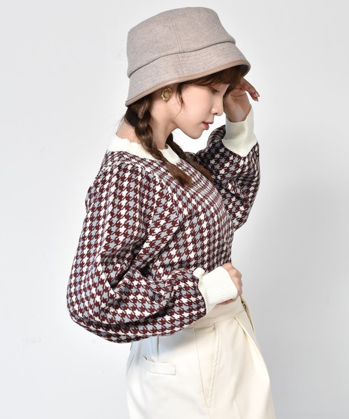 ems excite（エムズエキサイト）の「柄ニットプルオーバー（ニット/セーター・レディース・ブラック/ボルドー/グリーン・FREE）」の10枚目の写真