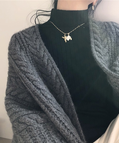 VitaFelice（ヴィータフェリーチェ）の「ケーブルニットロングカーディガン（カーディガン/ボレロ・レディース・グレー/ベージュ系その他・FREE）」の13枚目の写真