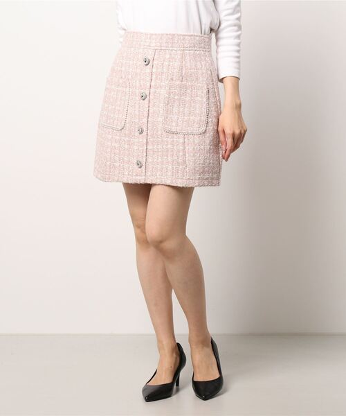 Ank Rouge(アンクルージュ)の「パールポケット&ビジューツイードSK(スカート・レディース・ブラック/オフホワイト/ピンク・M)」の12枚目の写真