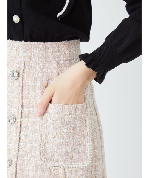 Ank Rouge(アンクルージュ)の「パールポケット&ビジューツイードSK(スカート・レディース・ブラック/オフホワイト/ピンク・M)」の13枚目の写真