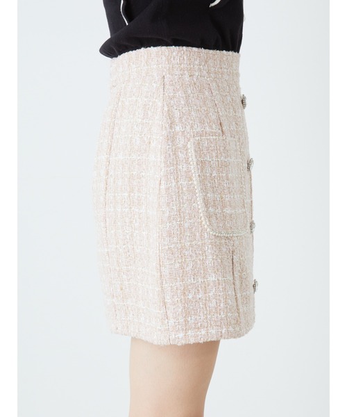 Ank Rouge(アンクルージュ)の「パールポケット&ビジューツイードSK(スカート・レディース・ブラック/オフホワイト/ピンク・M)」の10枚目の写真