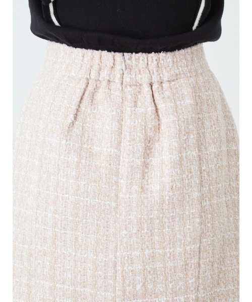Ank Rouge(アンクルージュ)の「パールポケット&ビジューツイードSK(スカート・レディース・ブラック/オフホワイト/ピンク・M)」の5枚目の写真