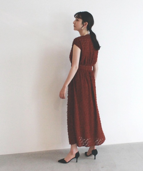 kaene（カエン）の「ジャガードワンピース（ドレス・レディース・ブラック/ワインレッド・38/36）」の15枚目の写真