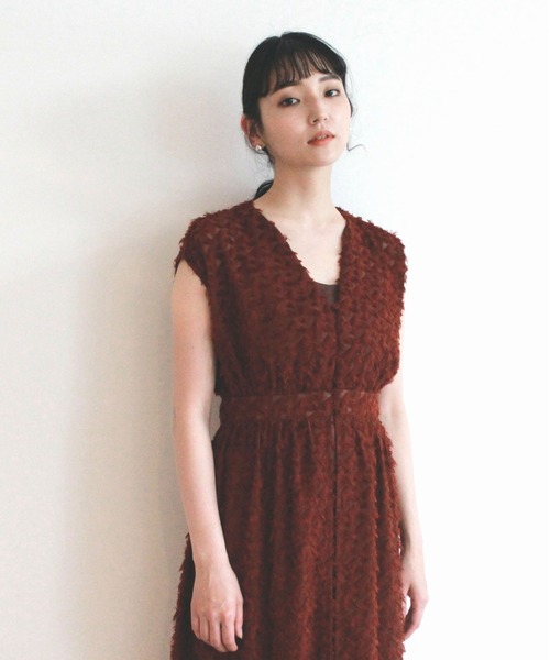 kaene（カエン）の「ジャガードワンピース（ドレス・レディース・ブラック/ワインレッド・38/36）」の11枚目の写真