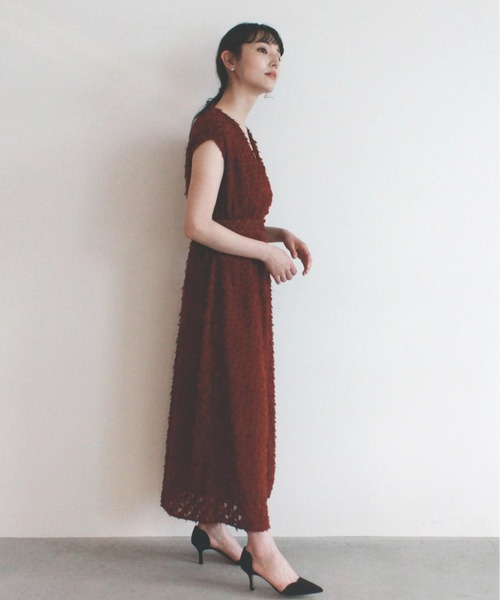 kaene（カエン）の「ジャガードワンピース（ドレス・レディース・ブラック/ワインレッド・38/36）」の13枚目の写真