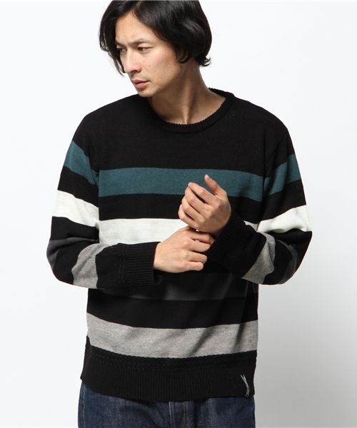 CIAOPANIC TYPY（チャオパニックティピー）の「ビッグマルチボーダーニット（ニット/セーター・メンズ・ブラック/ホワイト/ネイビー・SMALL/LARGE/MEDIUM）」の3枚目の写真