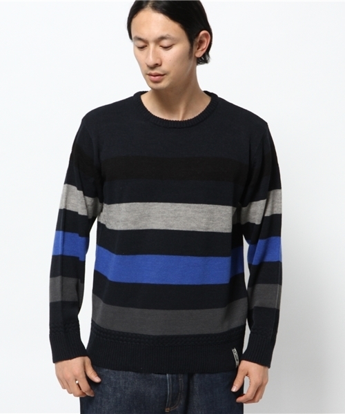 CIAOPANIC TYPY（チャオパニックティピー）の「ビッグマルチボーダーニット（ニット/セーター・メンズ・ブラック/ホワイト/ネイビー・SMALL/LARGE/MEDIUM）」の10枚目の写真