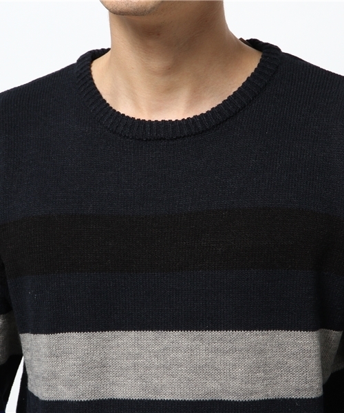 CIAOPANIC TYPY（チャオパニックティピー）の「ビッグマルチボーダーニット（ニット/セーター・メンズ・ブラック/ホワイト/ネイビー・SMALL/LARGE/MEDIUM）」の5枚目の写真