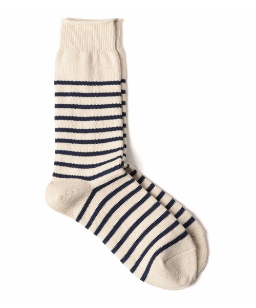 ANONYMOUSISM（アノニマスイズム）の「【ANONYMOUSISM】コットンボーダー クルー丈ソックス/アノニマスイズム（ソックス/靴下・メンズ・ブルー/カーキ/サックスブルー/ネイビー・25cm～27cm/23cm～25cm）」の2枚目の写真