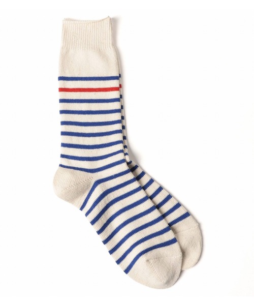 ANONYMOUSISM（アノニマスイズム）の「【ANONYMOUSISM】コットンボーダー クルー丈ソックス/アノニマスイズム（ソックス/靴下・メンズ・ブルー/カーキ/サックスブルー/ネイビー・25cm～27cm/23cm～25cm）」の4枚目の写真