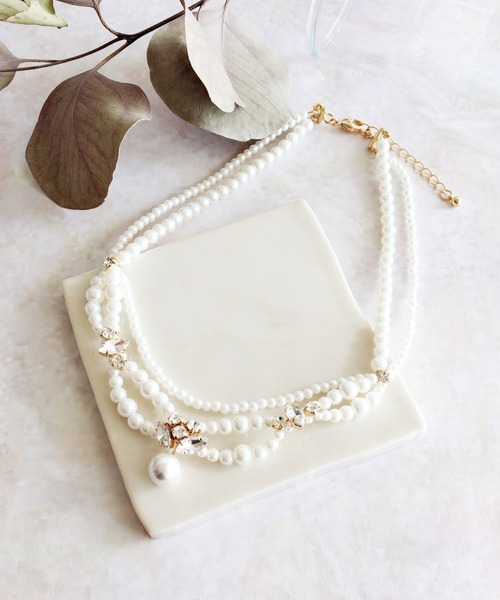 Cupid Heart(キューピッドハート)の「【Cupid Heart】結婚式アクセサリー プリンセスパールネックレス(ネックレス・レディース・ベージュ・MEDIUM)」の5枚目の写真