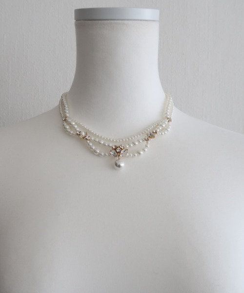 【EVERYBIRTHDAY】Heart Cupid Pearl ネックレース Cupid Heart】結婚式アクセサリー プリンセスパールネックレス
