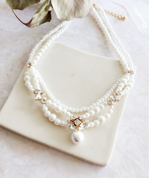 Cupid Heart(キューピッドハート)の「【Cupid Heart】結婚式アクセサリー プリンセスパールネックレス(ネックレス・レディース・ベージュ・MEDIUM)」の9枚目の写真