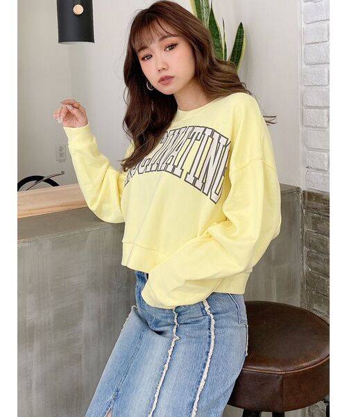 GYDA（ジェイダ）の「FASCINATING ショートスウェットトップス（スウェット・レディース・グレー/ライトイエロー/ミント・FREE）」の3枚目の写真