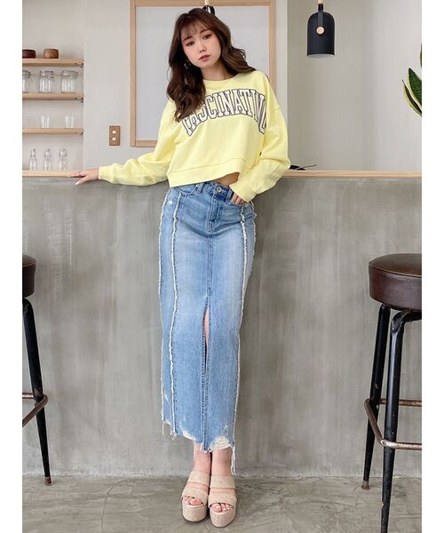 GYDA（ジェイダ）の「FASCINATING ショートスウェットトップス（スウェット・レディース・グレー/ライトイエロー/ミント・FREE）」の7枚目の写真