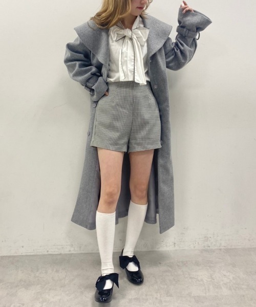 one after another NICE CLAUP(ワンアフターアナザーナイスクラップ)の「セーラーカラーが大人可愛いロングコート(その他アウター・レディース・ブラック/ブラウン/アイボリー/杢グレー/ピンク系その他・MEDIUM/LARGE)」の7枚目の写真