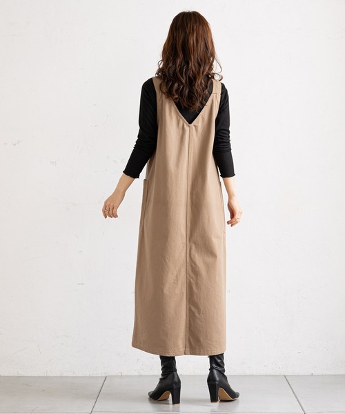 prose verse（プロズヴェール）の「（WEB限定）ツイルアウトポケットジャンスカ（ジャンパースカート・レディース・ブラック/ベージュ・MEDIUM/LARGE）」の11枚目の写真