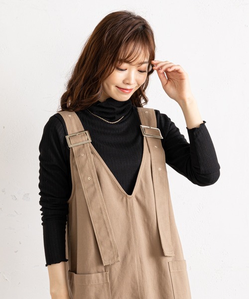 prose verse（プロズヴェール）の「（WEB限定）ツイルアウトポケットジャンスカ（ジャンパースカート・レディース・ブラック/ベージュ・MEDIUM/LARGE）」の13枚目の写真