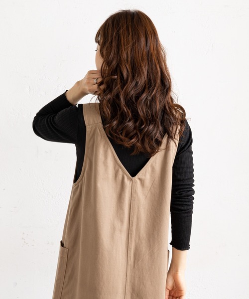 prose verse（プロズヴェール）の「（WEB限定）ツイルアウトポケットジャンスカ（ジャンパースカート・レディース・ブラック/ベージュ・MEDIUM/LARGE）」の14枚目の写真