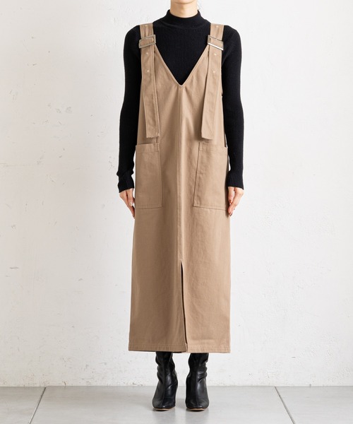 prose verse（プロズヴェール）の「（WEB限定）ツイルアウトポケットジャンスカ（ジャンパースカート・レディース・ブラック/ベージュ・MEDIUM/LARGE）」の20枚目の写真