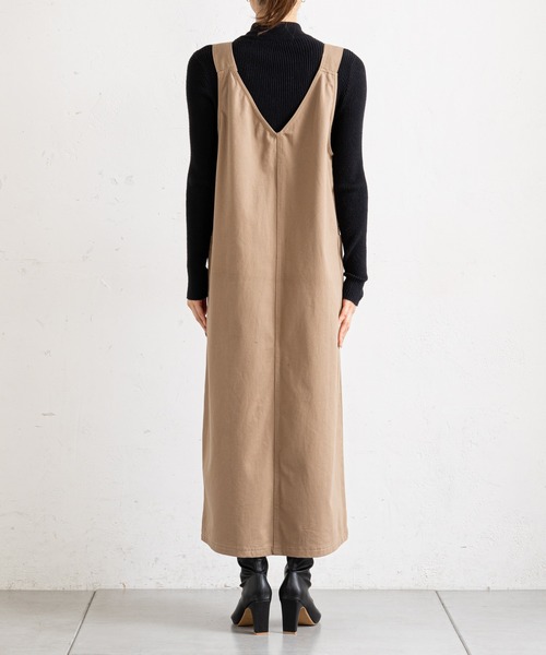 prose verse（プロズヴェール）の「（WEB限定）ツイルアウトポケットジャンスカ（ジャンパースカート・レディース・ブラック/ベージュ・MEDIUM/LARGE）」の3枚目の写真