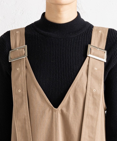 prose verse（プロズヴェール）の「（WEB限定）ツイルアウトポケットジャンスカ（ジャンパースカート・レディース・ブラック/ベージュ・MEDIUM/LARGE）」の4枚目の写真