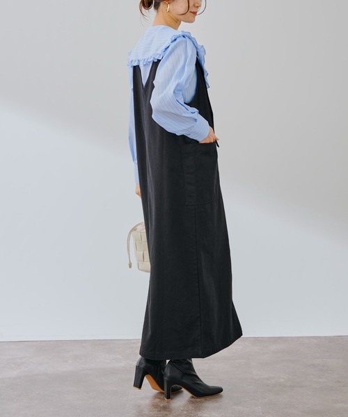 prose verse（プロズヴェール）の「（WEB限定）ツイルアウトポケットジャンスカ（ジャンパースカート・レディース・ブラック/ベージュ・MEDIUM/LARGE）」の22枚目の写真