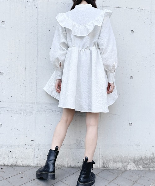 lilLilly ホワイト pain ラウンドカラージャガードチュニック PAIN(ペイン)の「ラウンドカラージャガードチュニック