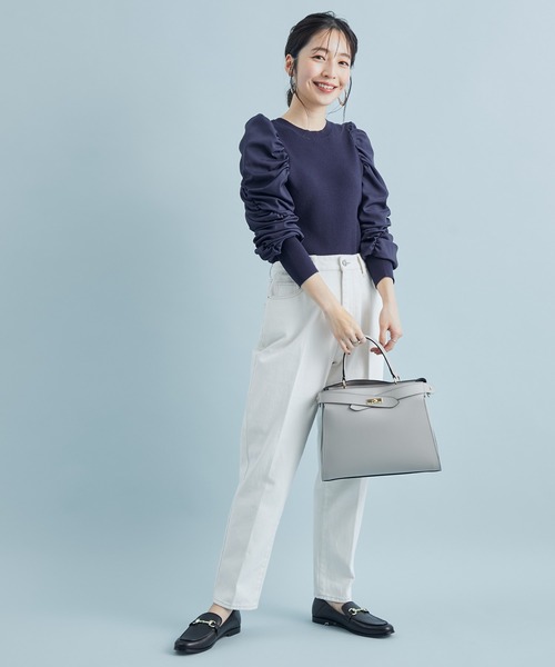 VIS（ビス）の「【ORGABITS(R)】テーパードデニムパンツ【sustainable】（デニムパンツ・レディース・オフホワイト/ブルー系その他4・S/M/L）」の3枚目の写真