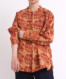 B2681 INDIA LINEN草花柄シャツ