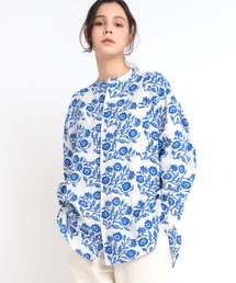 B2681 INDIA LINEN草花柄シャツ