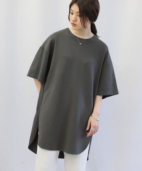 select MOCA(セレクトモカ)の「クルーネックラウンドBIGスウェットTシャツ(Tシャツ/カットソー・レディース・グリーン/アイボリー/スミクロ・FREE)」の16枚目の写真