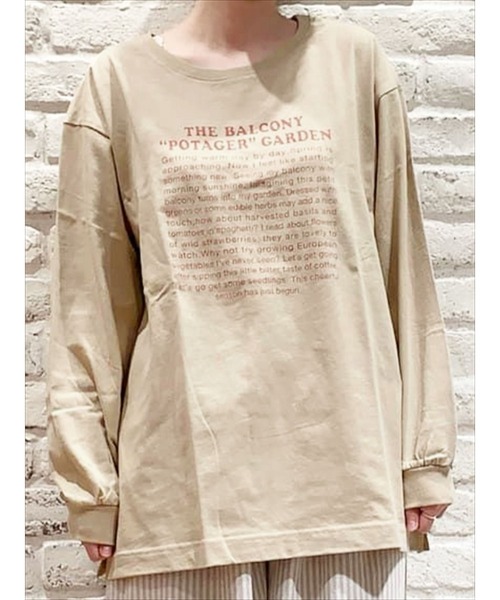 Samansa Mos2（サマンサ モスモス）の「ロゴプリント長袖カットソー（Tシャツ/カットソー・レディース・ベージュ/オフホワイト/ブルー/チャコール・ﾌﾘ-）」の4枚目の写真