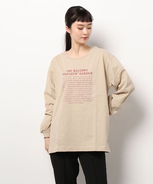 Samansa Mos2（サマンサ モスモス）の「ロゴプリント長袖カットソー（Tシャツ/カットソー・レディース・ベージュ/オフホワイト/ブルー/チャコール・ﾌﾘ-）」の9枚目の写真